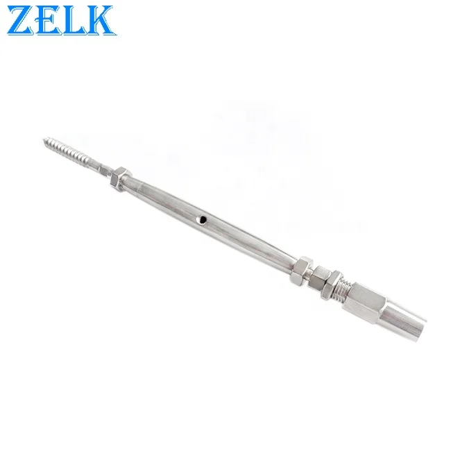 AISI304 316 Stainless Steel Lag Screw End Swageless Closed Body Turnbuckle With  Quick Attach Terminal
