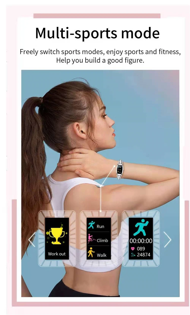 Lady smartwatch LW07 bracelet for android ios with Fitcloudpro APP and Heart rate blood pressure oxygen women smart band