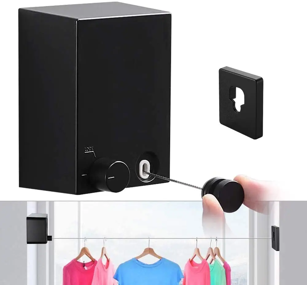 Retractable Clothesline Indoor Clothes Lines retracting.Drying Laundry line Outdoor.