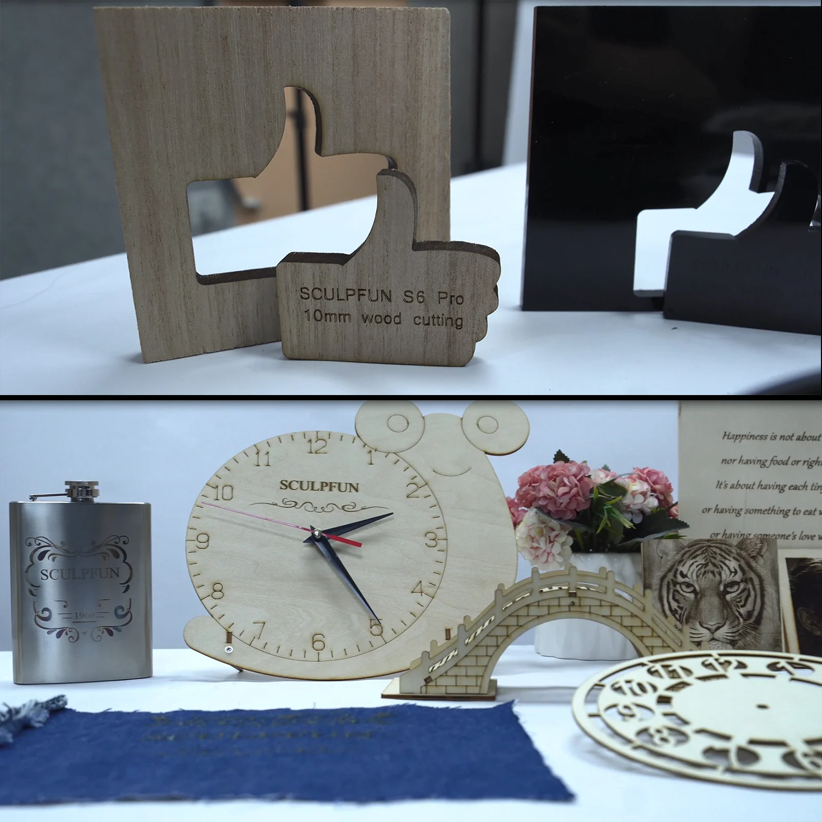 Sculpfun S6 PRO compact ring custom wood keychain 3d printer jeans tags lazer cutting machine laser engraving engraved