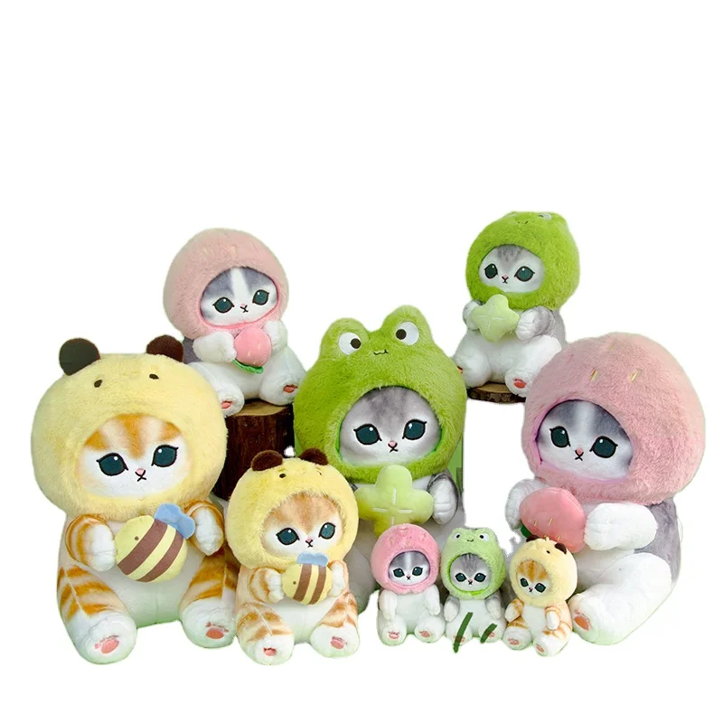 JM  Genuine mofusand shark cat forest series plush doll Japanese cartoon cat blessing bee strawberry doll