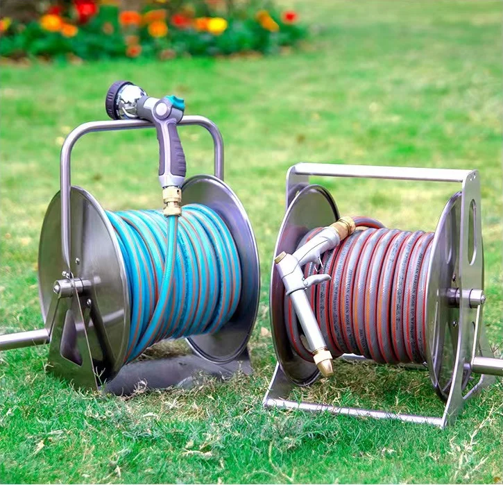 Professional Metal 40m Retractable Hose Pipe Reel Garden Hose Reel Cart For Water Hose