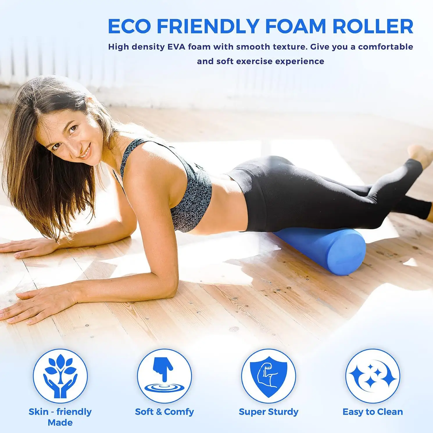 Wholesale Gym EVA Yoga Foam Roller Custom Printed Sports Fitness Equipment Exercise Massage Rollers 36cm 90cm