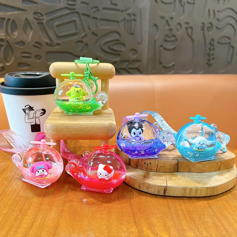 Cartoon Sanrioed Bubble Boba Milk Tea Keychain Cute Liquid Keychain Ladies Backpack Pendant Into Oil Milk Tea Cup Key ring