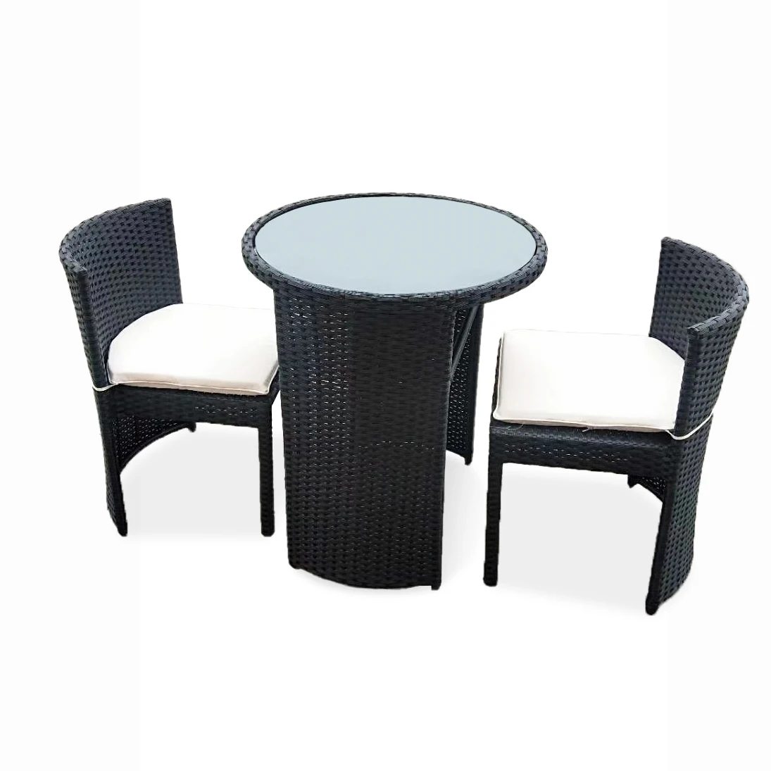 
Space Saving 3 Piece 3pc Outside Wicker PE Poly Rattan Ratan Outdoor Coffee Balcony Deck Garden Patio Bistro Furniture Set 