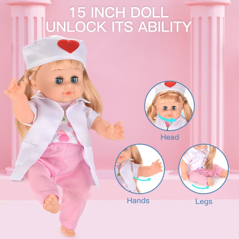 Pretend Play Set,Baby Doll Doctor Kit for Kids Includes 15 Inch Baby Doll Toy,Reborn Baby Dolls