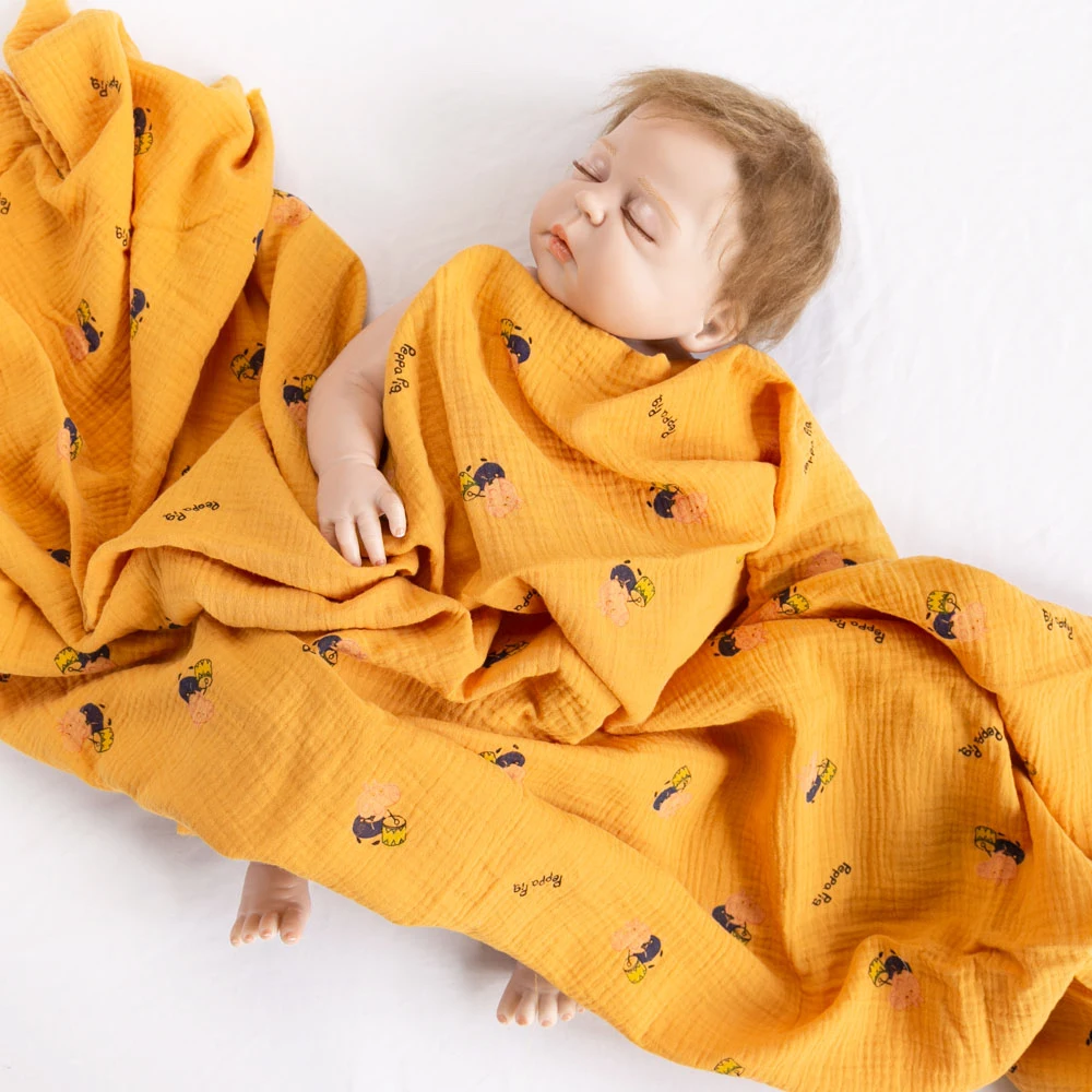 pink cute pig 100% cotton custom print baby muslin swaddle blanket