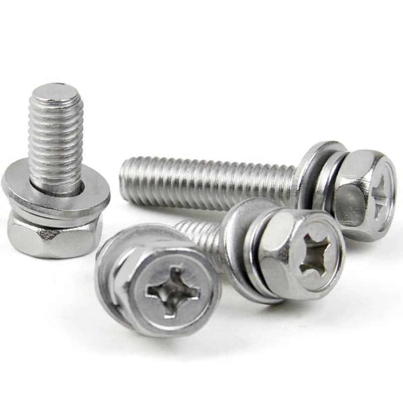 M2.5 M3 Stainless Steel ASTM A193 A914 B8 B8M B8T ASTM A453 GR660 A286 Cross Recessed Hex Head Screw Assembled With Washer
