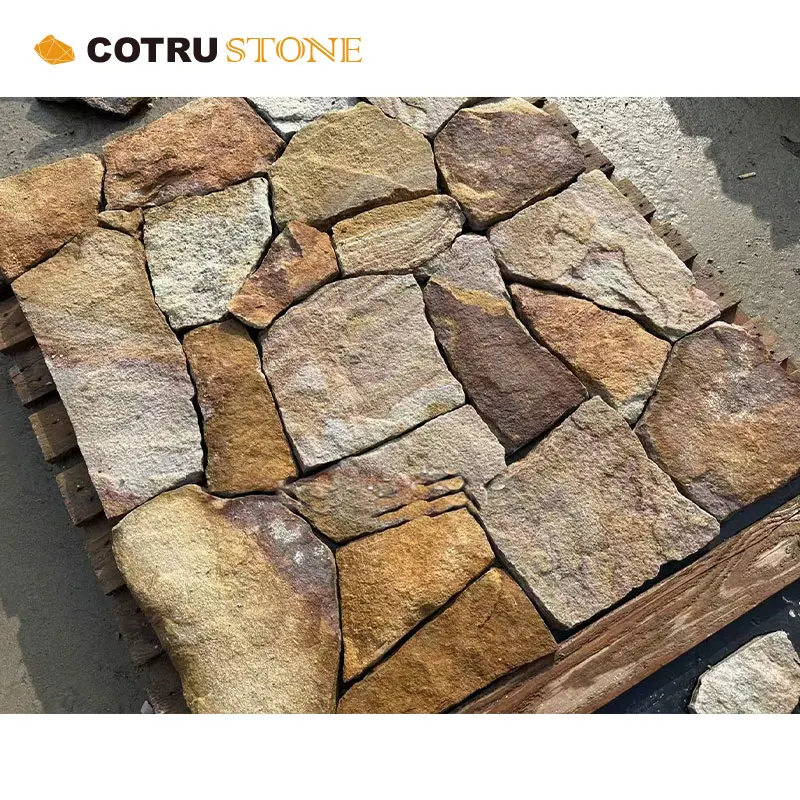 Hot sale natural stone limestone beige random loose limestone wall cladding exterior slate outdoor floor tiles limes