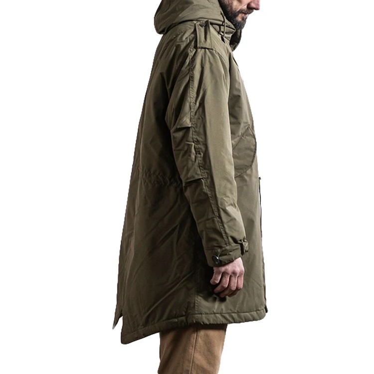 Hooded Fleece Heavy Coat Large Size Cotton Medium Length Denim Washed Jacket For Men