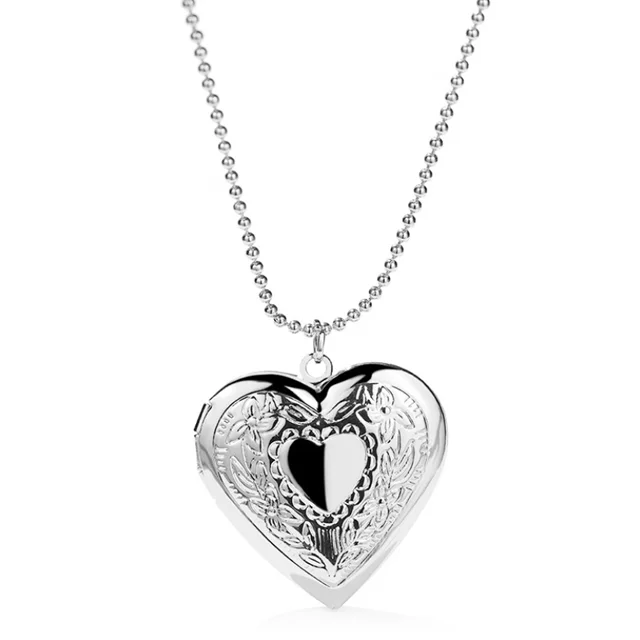
Wholesale Gold Locket Heart Pendant Designs Printing Gold Plated Jewelry Necklace 