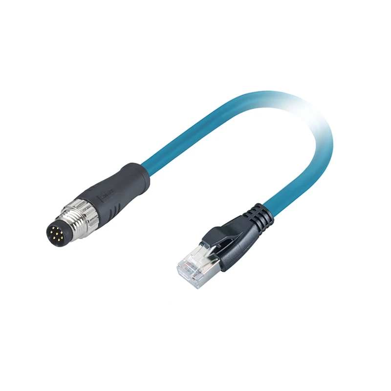 RJ45 male to M12 A-Code male molded 1.5m Cat 5e SFTP 4x2x24AWG 5 million drag chain cable