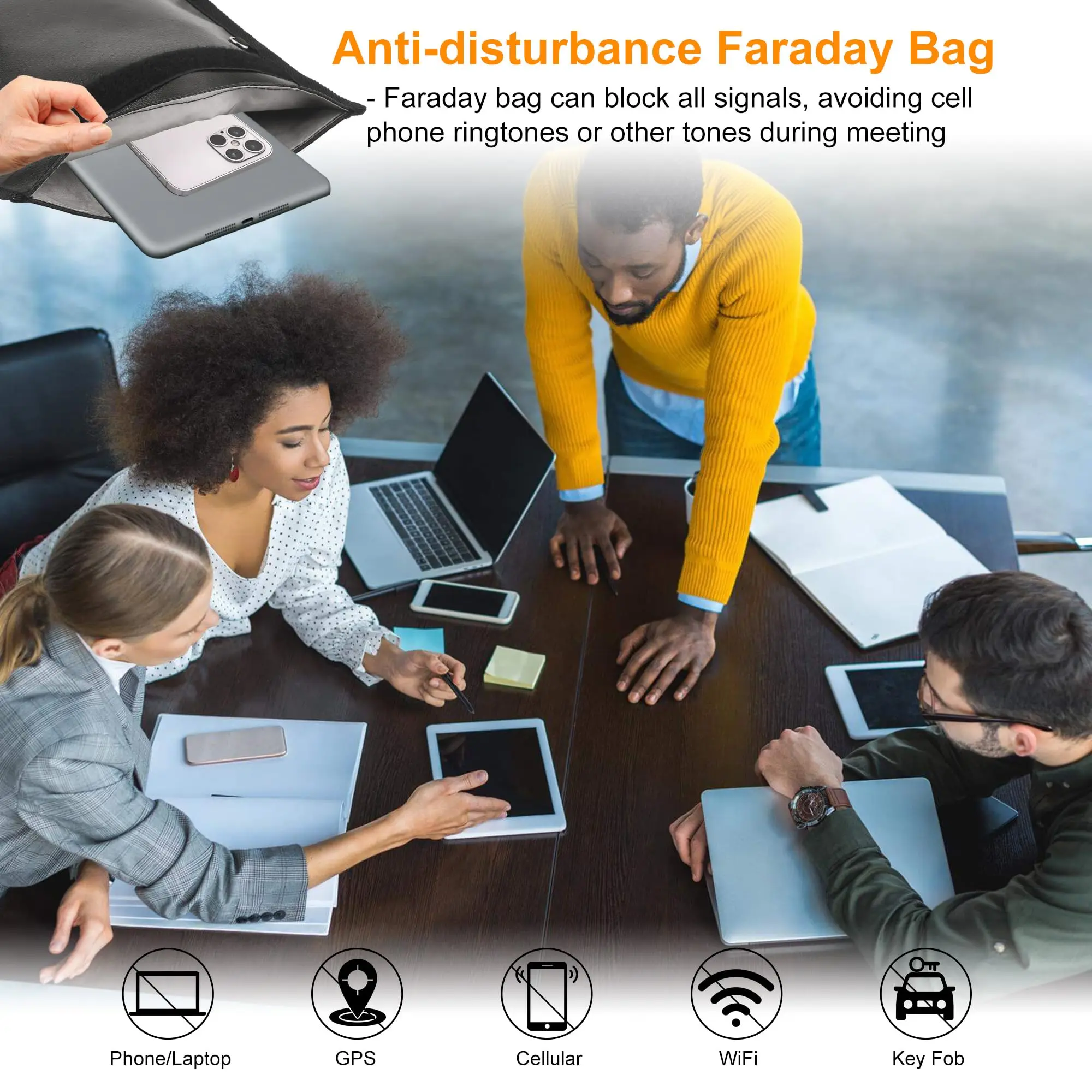 Custom Fireproof 4 pack Faraday Bag, RFID Signal Blocking Bag for Car Key, Phone, Tablet, Laptop