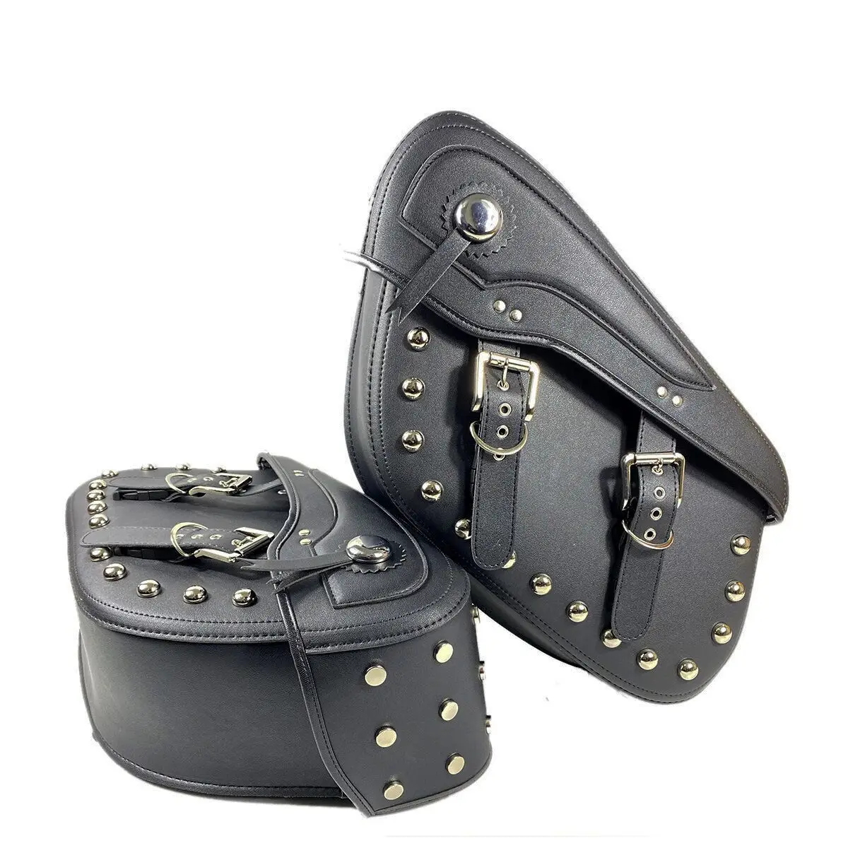 
Leather Side Box Saddle Bag Motorcycle With Rivets 