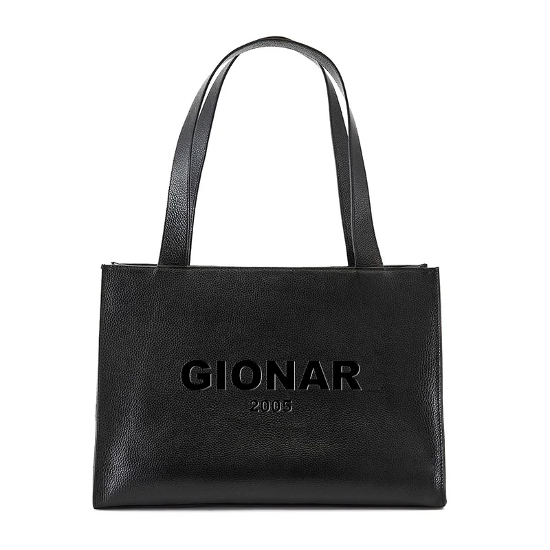 OEM Ladies Luxury Tote Genuine Leather High Quality Handbag Top Handle Hard Purse Big Women Tote Bag with Custom Embossed Logo