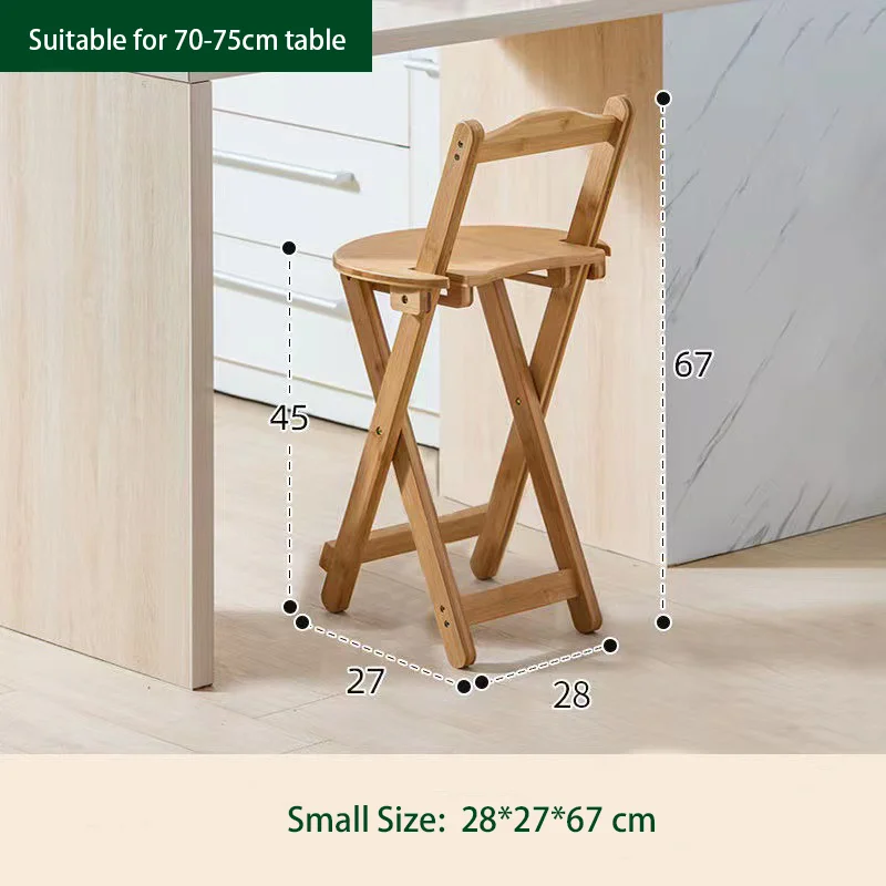 Furniture Foldable Cheap Restaurant High Bamboo Bar Dining Stools Chair Wholesale with Back Rest Modern for Kitchen Counter
