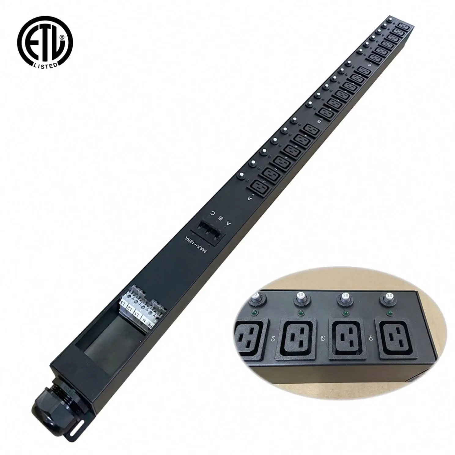 High quality distribution block ETL C19 PDU with surge protection