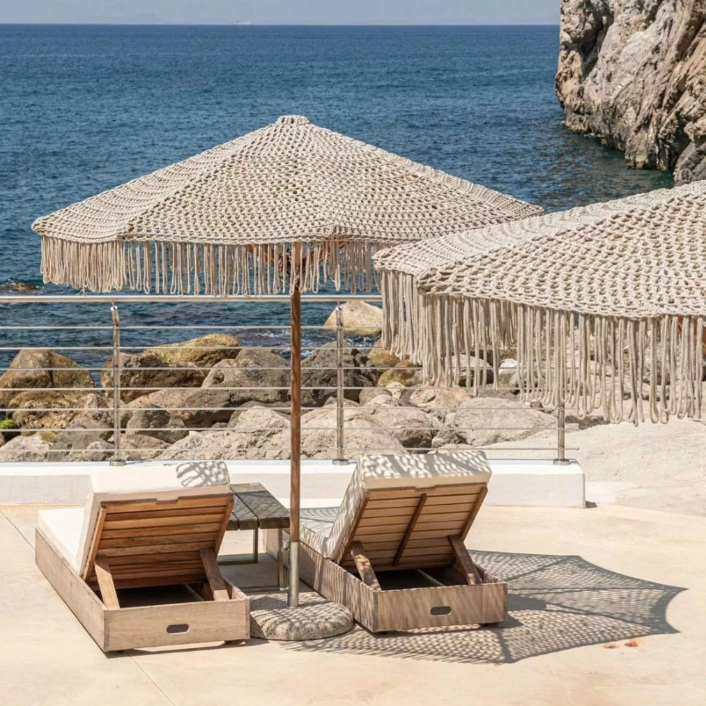 2024 sun macrame bohemian wooden fringe macrame bali boho outdoor garden beach umbrella with tassels