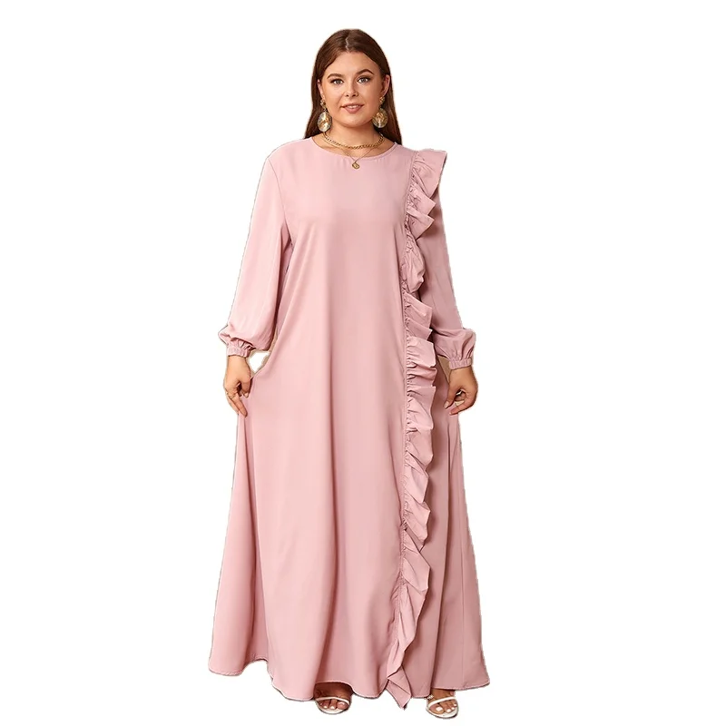 Pleated Fashion Pink Kaftan Dress Muslim Abaya Dubai Turkey Robe Ramadan Dresses Women Elegant Full Sleeve Evening Party Clothes