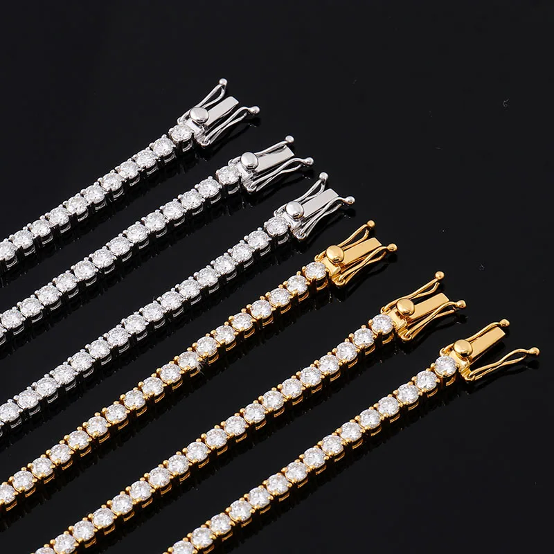 real gold moissanite tennis 14k gold bracelet moissanite women tennis bracelet lab diamond moissanite tennis chain for jewelry