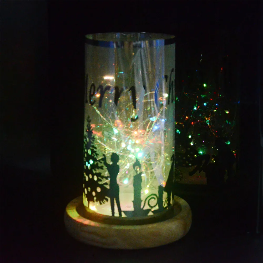 Custom metal cut out Christmas Scene Projector Copper Wire Light Cartoon Children table lamp Toy Lights Night Lights