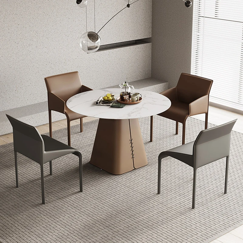 Italian style design 1.35m round dinning table set with rotate centre for dinning room OEM furniture