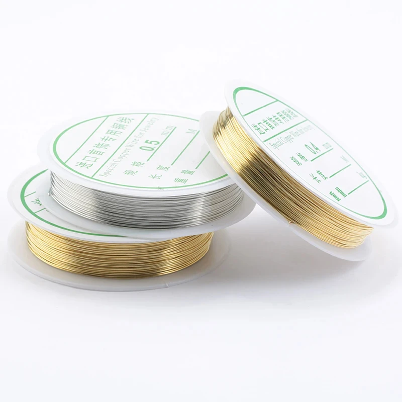 0.2mm-1mm Golden Silver Plated Copper Wire String Thread Beading Wire Necklace Bracelet Accessories For Jewelry Making DIY