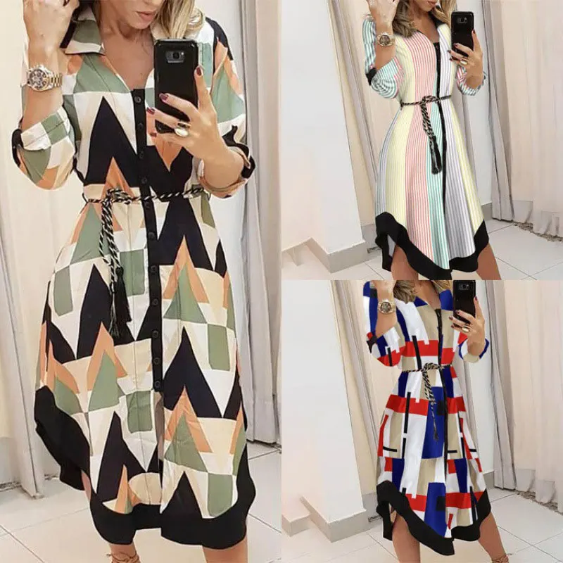High Waist T Shirt Dress Midi Work Sun Dresses for Women Printed Short Sleeve 2024 Wholesale Casual High Quality Summer