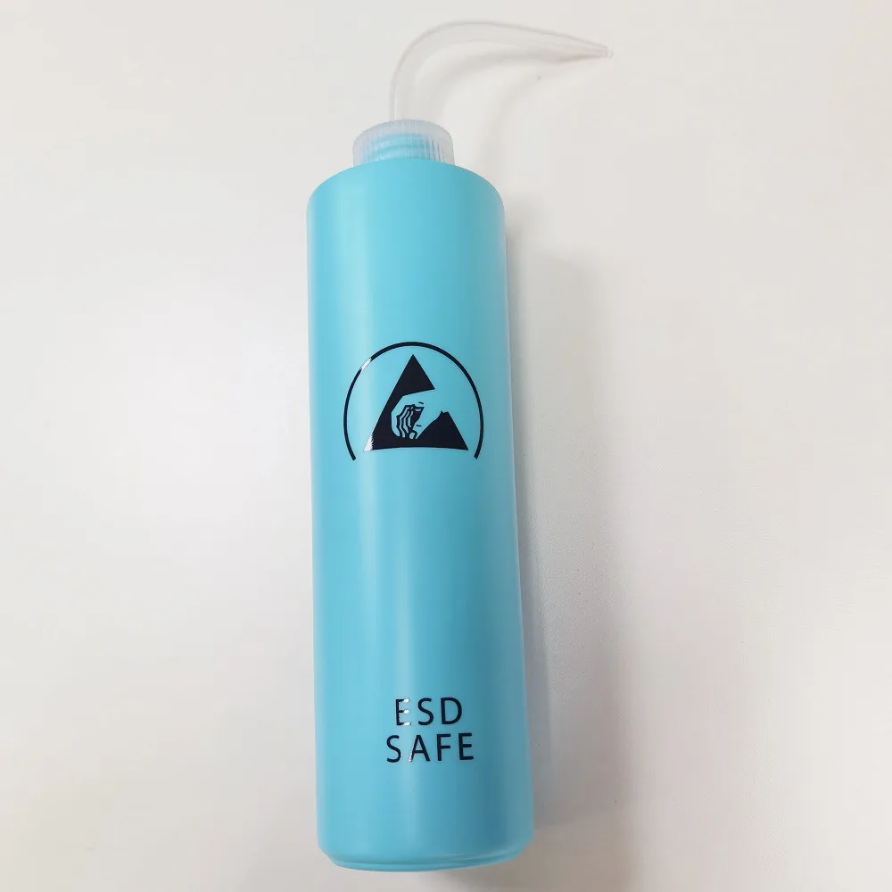 Free shipping 250 ml blue ESD Wash Bottle Plastic Squeeze Type esd alcohol dispenser bottle for ESD safe area