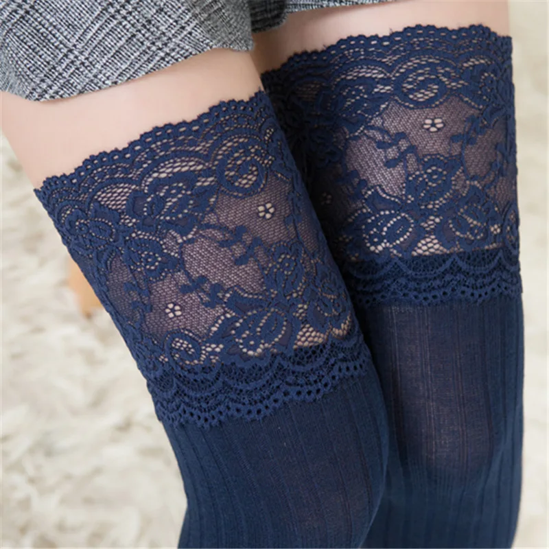 OEM Wholesale Warrm America Custom Label Fashion Creative Non-slip Over Knee  Women Lace Stockings