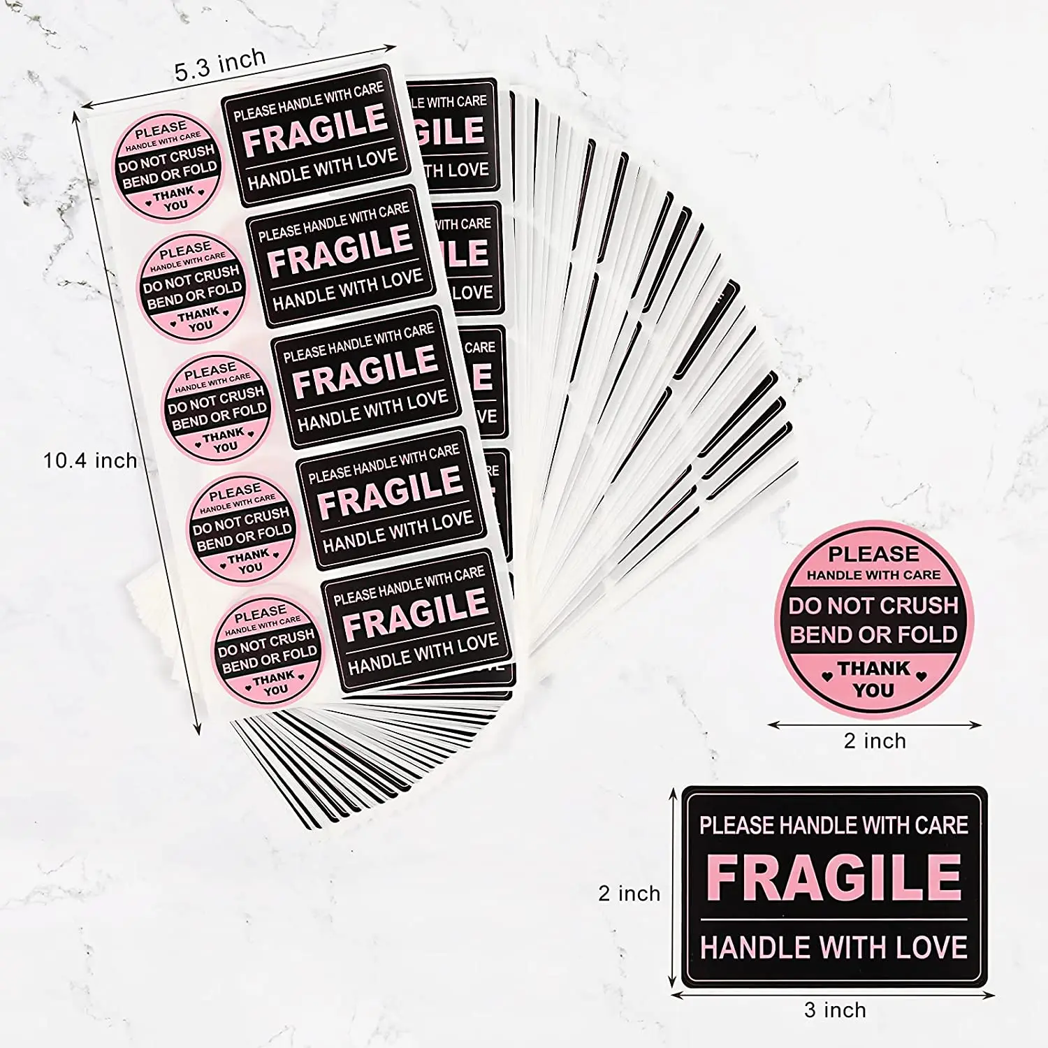Adhesive Warning Labels for Shipping Cartons Envelops Mailing Fragile Stickers Do Not Crush Bend or Fold Labels Stickers