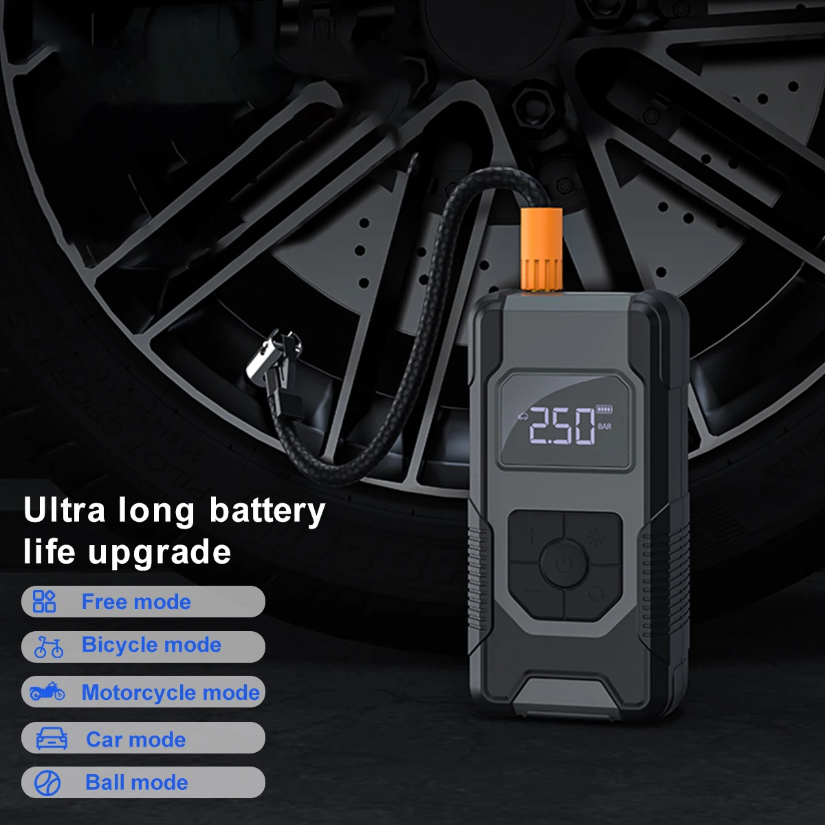 ODIER Portable Digital Multi-Function Wireless Electric Motorcycle Bicycle E-bike  Scooter Tire Mini Air Pump For Car Tyre