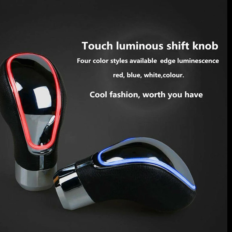 Universal Touch Activated Sensor LED Light Car Gear Shift Knob USB Charge Leather gear head