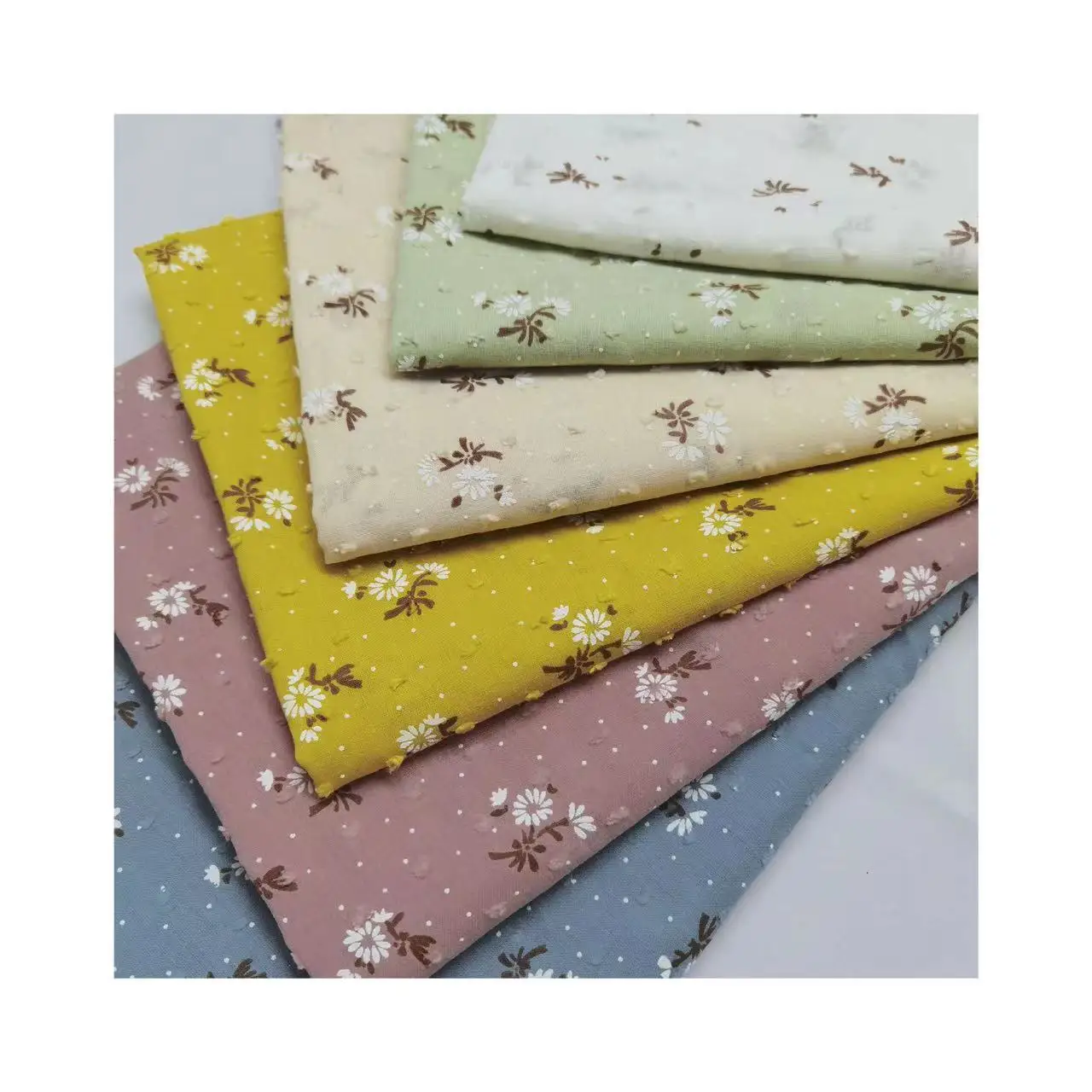 Little Fresh Daisy Flower Dot Print Pure Cotton Fabric