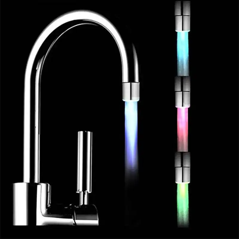 Wholesale Led Temperature Sensor Water Faucet Light-up 7 Colors Kitchen Bathroom Shower Tap Faucet Nozzle Head