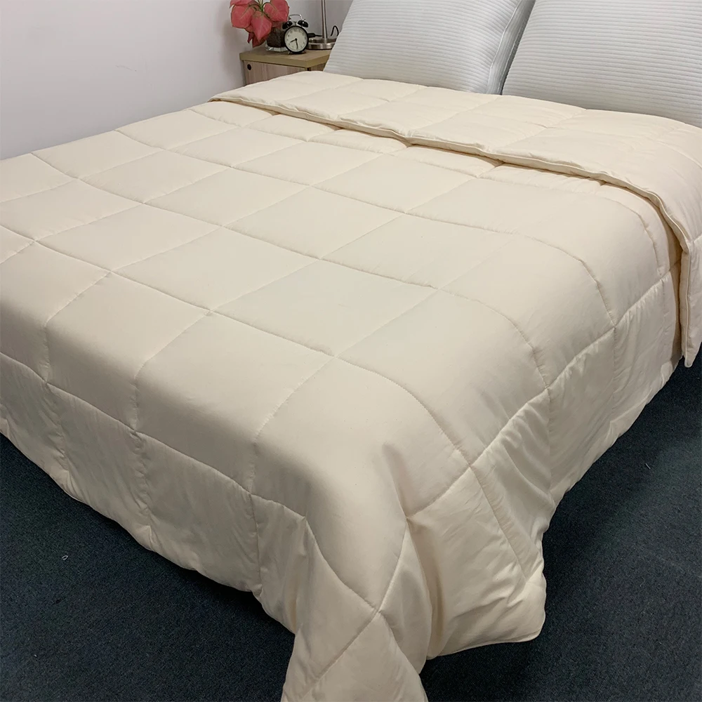 High quality natural wool filling cotton fabric bedding comforter bed