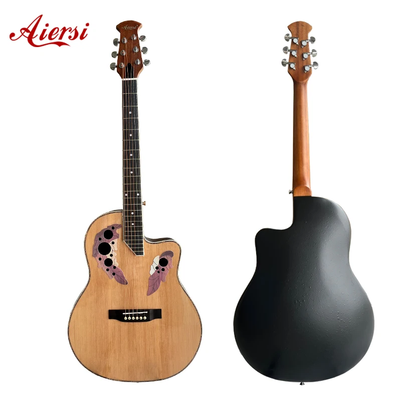 Aiersi Factory made acoustic electric guitar with round plastic back  acoustic guitar