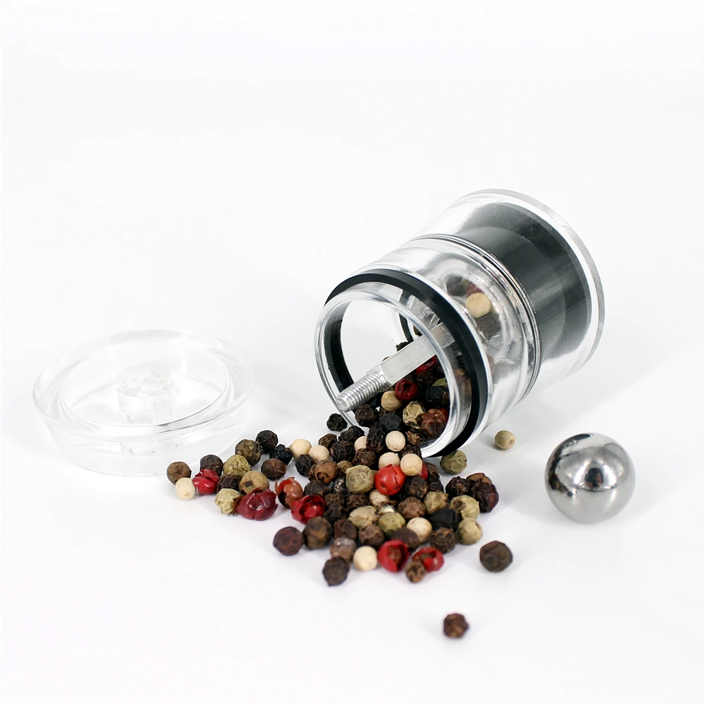 
mini portable salt and pepper mill acrylic grinder 