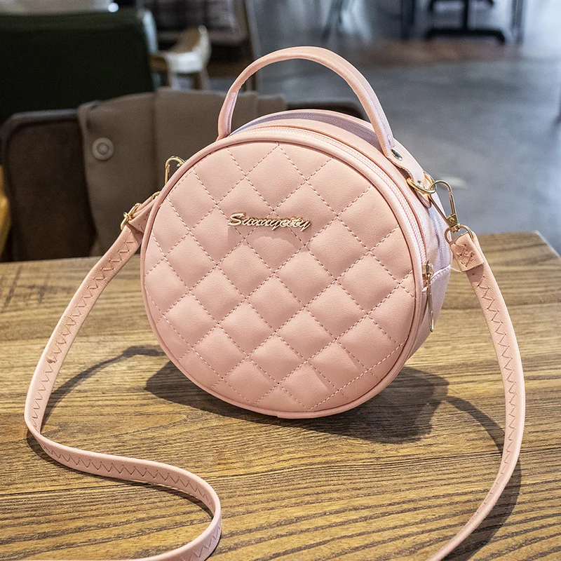 Custom PU Leather Women Purses Handbag Trendy Handbags Round Ladies Mobile Phone Bags