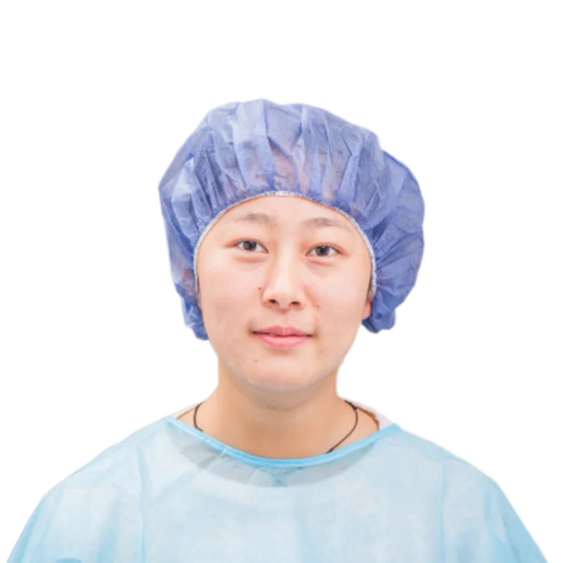 SMS PP Nonwoven Round Crimped Pleated Strip Bouffant Head Cover Nurse Caps Custom Disposable Surgical Cap With Elastic Band