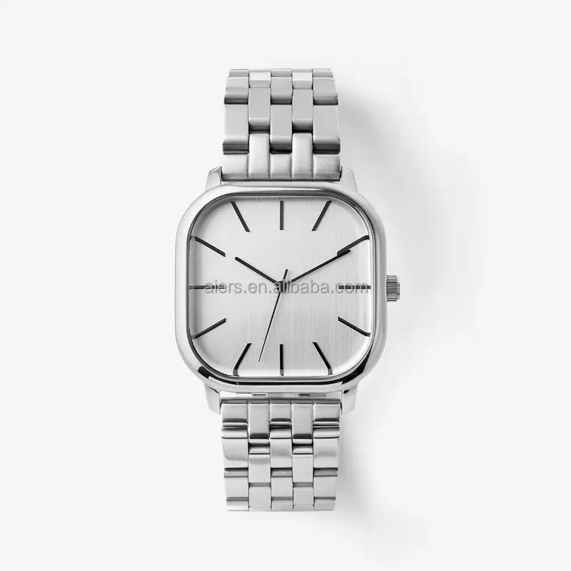 Fashion golden square quartz watch fashion design unisex watch stainless steel back cover 30M waterproof for male