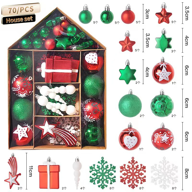 HUAMJ 2022 Christmas luxury gifts set 70pcs house star car tree ornaments christmas decorations of christmas ball tree ornaments