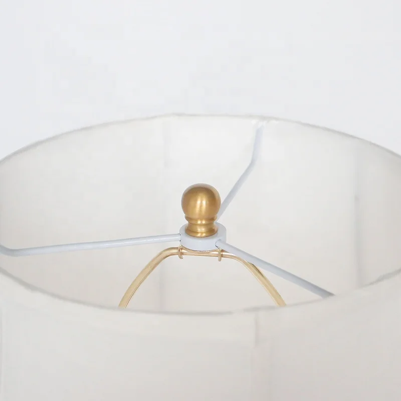 Chinese yellow temple jar ceramic table lamp with fabric shade hotel bedside table lamps decoration