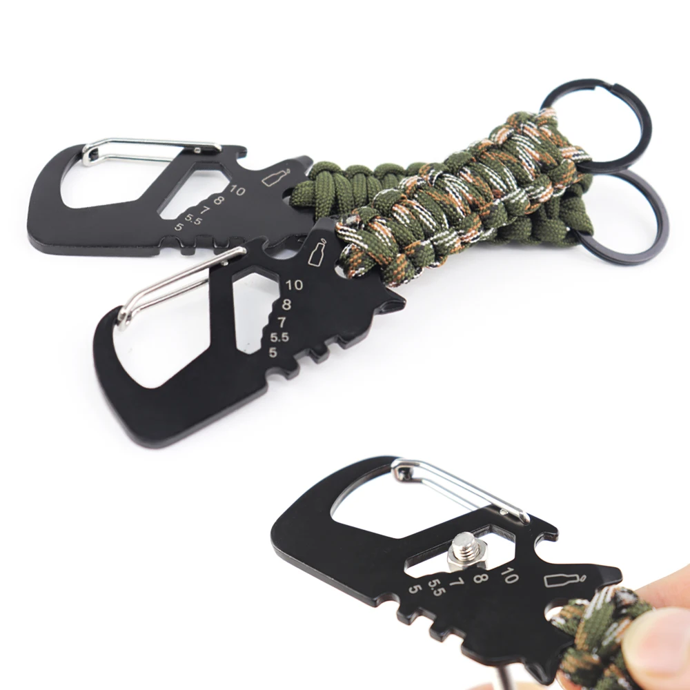 Hot sale Multi purpose stainless steel carabiner clip keychain climbing hiking carabiner With paracord