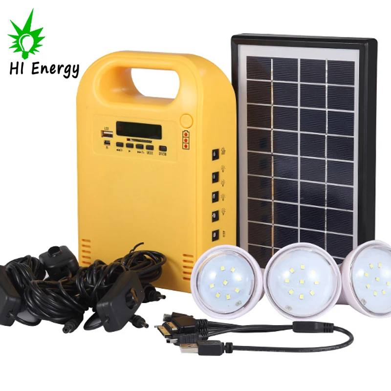 HiEnergy portable home solar power system with FM Radio Mini Solar Home System Kit solar light system