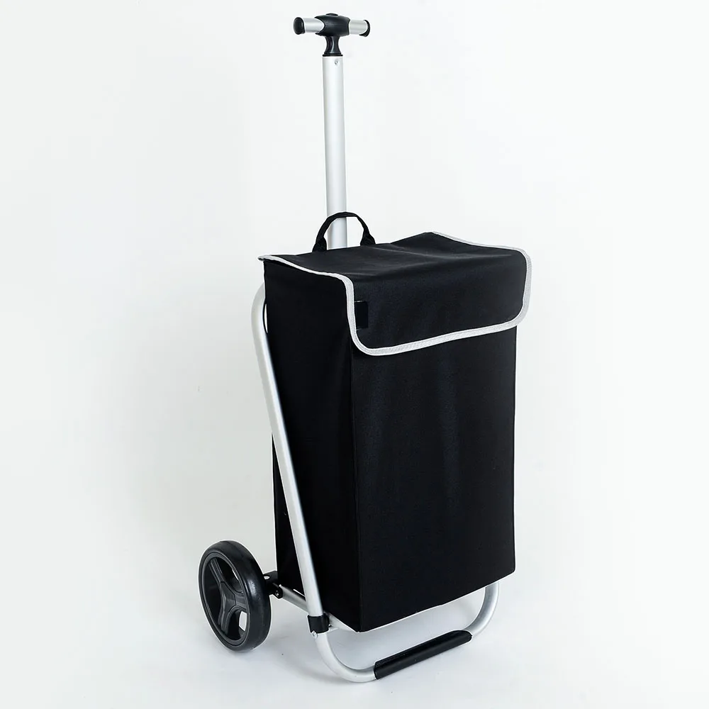 New Fashion Light  wheeled detachable folding retractable Aluminium supermarket collapsible wheeled shopping trolley bag