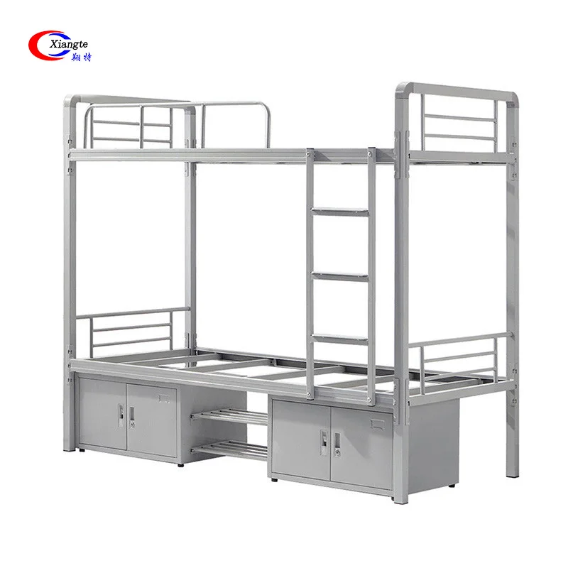 
Cheap Steel Wholesale Industrial Dorm Modern Bedroom White Metal Dormitory Beds Double Decker Bed 