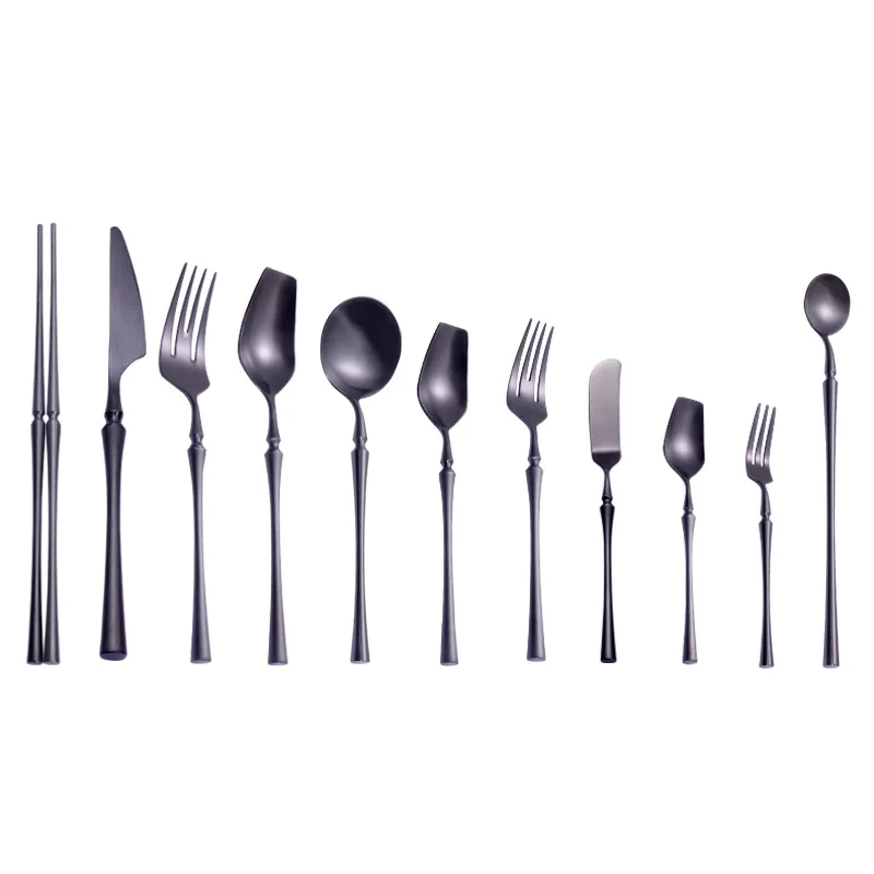 Nordic high quality stainless steel Black flatware, matte Black cuttlery cutlery set spoon fork knife