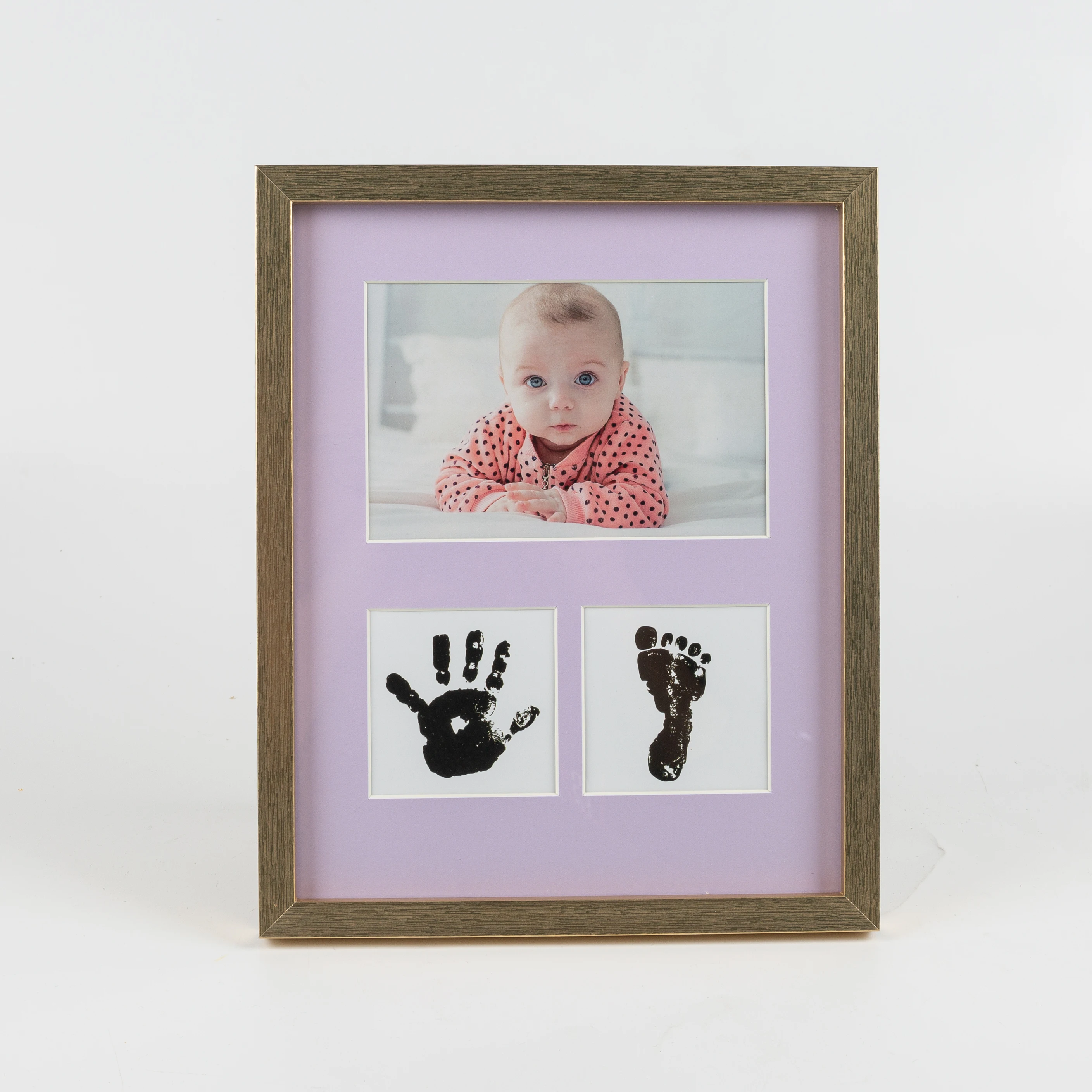 Baby Gift Memorial Newborn Footprint Kit Baby Handprint Wooden Photo Frame With mat