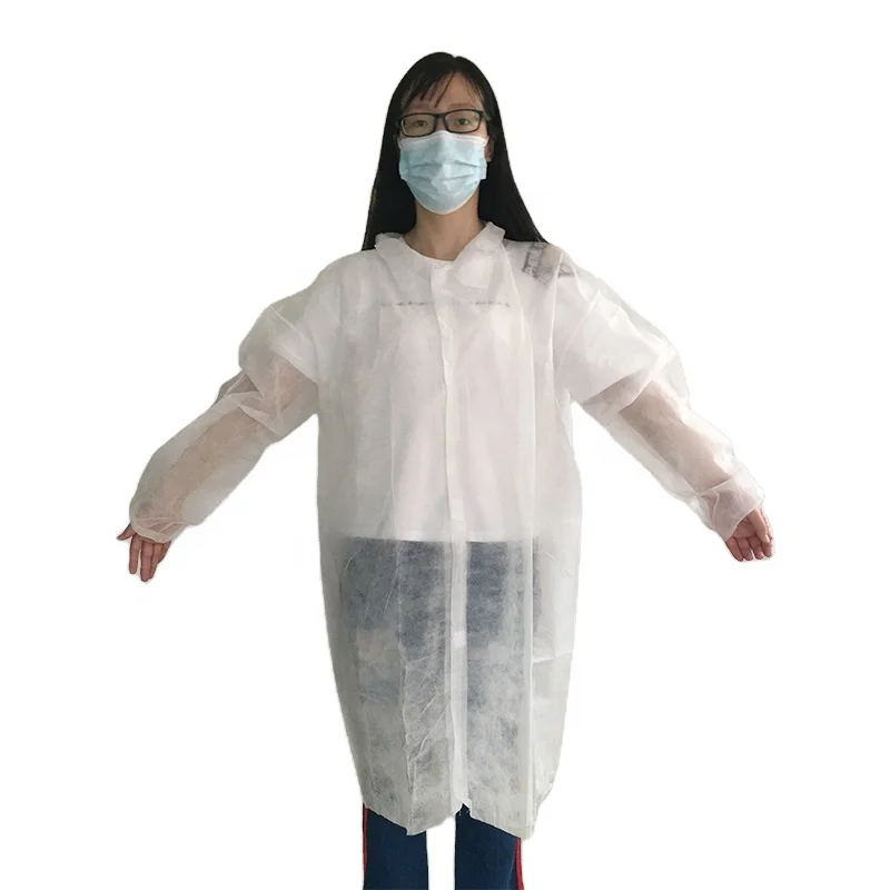 China manufacturer non woven disposable lab coat 30gsm with elastic cuff